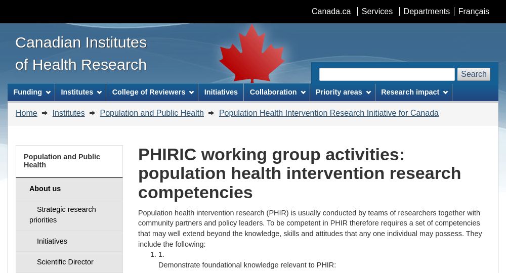 Aperçu : Instituts de recherche en santé du Canada